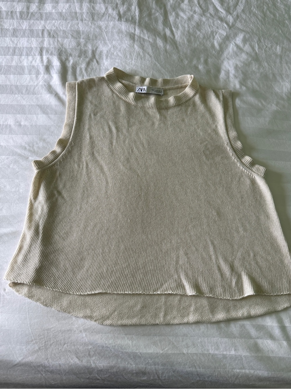 Zara Cream Ribbed Knit Sweater Top